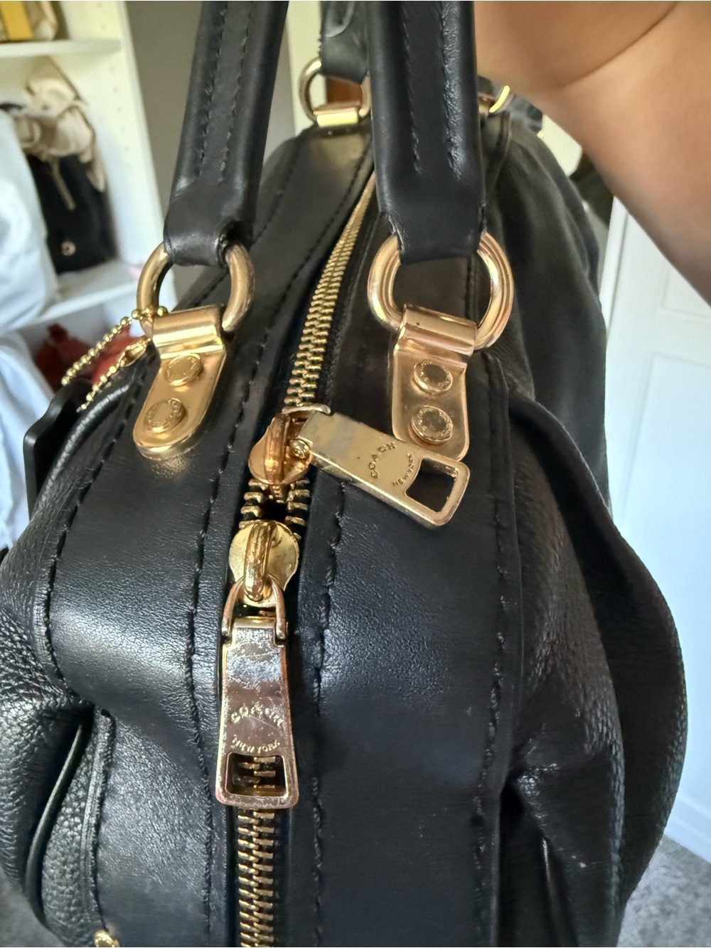 Coach Lane Satchel Black Pebbled Leather Satchel with Gold Hardware - Picture 5 of 11
